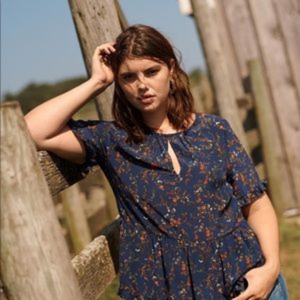 Madewell Silk Stanza Ruffle-Hem Floral Top